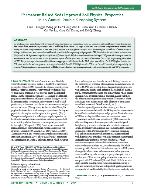 Permanent Raised Beds Improved Soil Physical Properties in an Annual Double-Cropping System